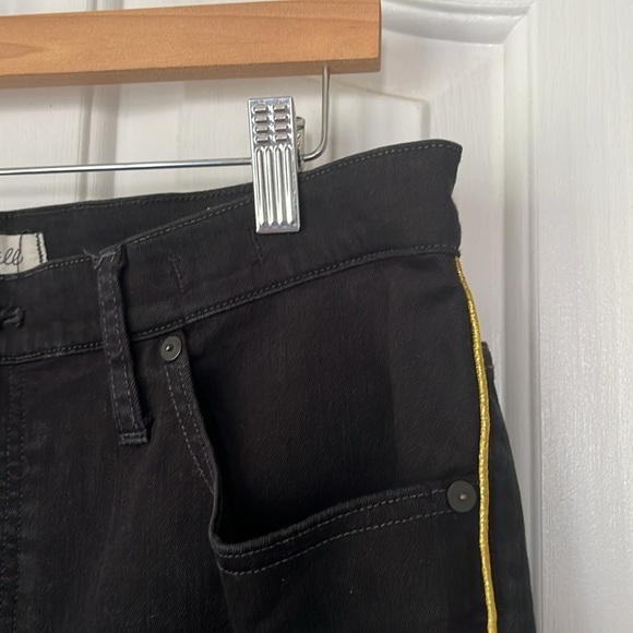 Madewell | Black Cali Demi-Boot Jeans Festive Gold Piping Edition Size 31/12 - Picture 6 of 13